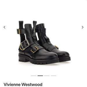 Vivienne Westwood Black Leather Buckle Boots